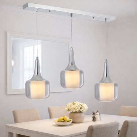 TT603-3S-FULLKR TT Aydınlatma Krom Kaplama 3 lü Silindir Çift Camlı Sıralı Avize