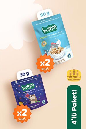 Humm Organic Organik Puf & Gevrek Atıştırmalık Paketi 4 Adet