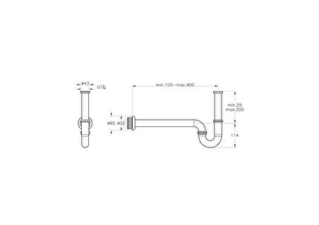 VitrA A45151 Lavabo Sifonu, P Tipi, Krom