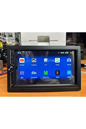 Newfron 7''HD-ANDROİD-WİFİ-4GB-32GB Hafıza-Carplay-Gps-Fm-Mp3-Bt-Hd Kamera Hediye- Double Teyp