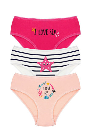 Öts Kız Çocuk Külot 3'lü Baskılı (%96 Pamuk - %4 Elastan)