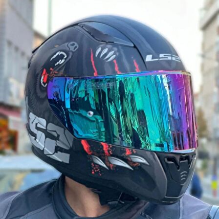 Ls2 Rapid 2 Clawn Full Face Motosiklet Kaskı Gökkuşağı Vizörlü