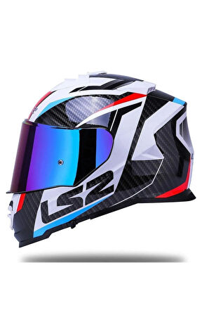 Storm 2 Racer Full Face Motosiklet Kaskı Şeffaf + Gökkuşağı Vizörlü