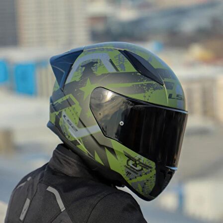 Ls2 Rapid 2 Thunder Birds Race Full Face Motosiklet Kaskı Yarış Spoiler +  Siyah Vizörlü