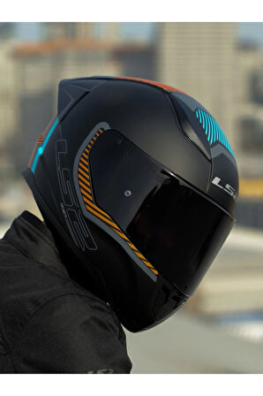 Rapid 2 Extra Race Full Face Motosiklet Kaskı Yarış Spoiler +  Siyah Vizörlü