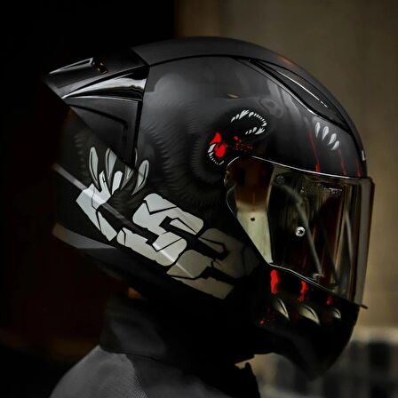 Ls2 Rapid 2 Clawn Race Full Face Motosiklet Kaskı Yarış Spoiler +  Şeffaf + Siyah Vizörlü