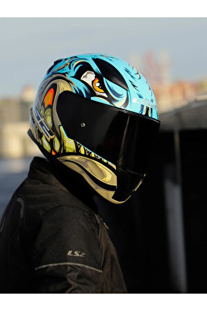 Rapid 2 Neo Race Full Face Motosiklet Kaskı Şeffaf Siyah Vizörlü