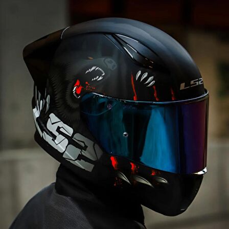 Ls2 Rapid 2 Clawn Race Full Face Motosiklet Kaskı Yarış Spoiler +  Şeffaf + Gökkuşağı Vizörlü