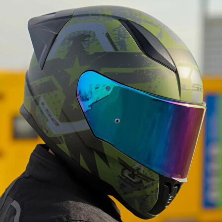 Ls2 Rapid 2 Thunder Birds Race Full Face Motosiklet Kaskı Yarış Spoiler +  Şeffaf + Gökkuşağı Vizörlü