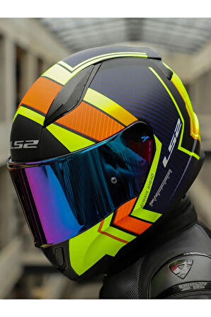 Rapid 2 Extra Race Full Face Motosiklet Kaskı Yarış Spoiler +  Şeffaf + Gökkuşağı Vizörlü