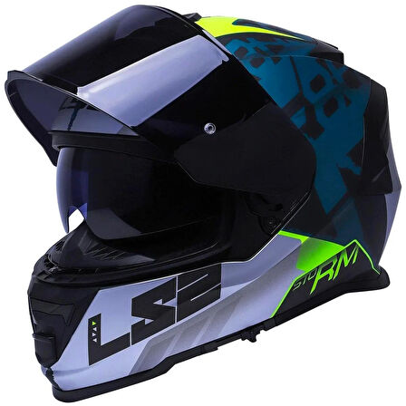 Ls2 Storm 2 Sprinter Siyah Gri Cobalt Siyah Vizör + Şeffaf Vizör Hediye