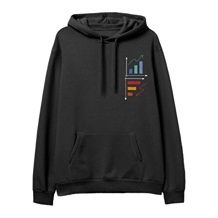 Down Up Baskılı Hoodie-Siyah