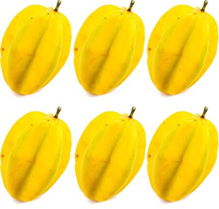 Yapay Meyve Carambole Star Fruit Yapay Yıldız Meyvesi Sarı 6 Lı Paket