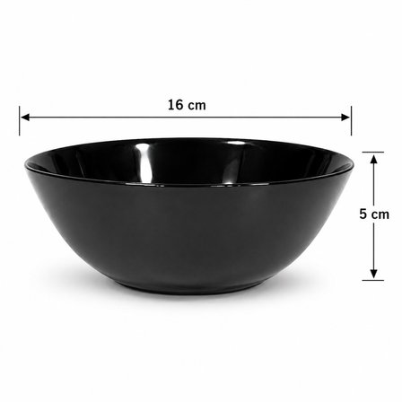 ZELIE ÇOK AMAÇLI 6 LI SİYAH CAM KASESİ 16 CM