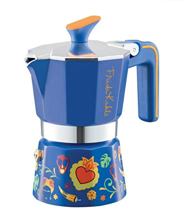 Pedrini Frida Kahlo - 3 Cup Moka Pot MAVİ