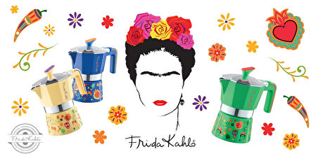Pedrini Frida Kahlo - 3 Cup Moka Pot MAVİ