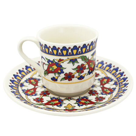 Osmanlı Çini Motifli 6 Kişilik Fincan Takımı