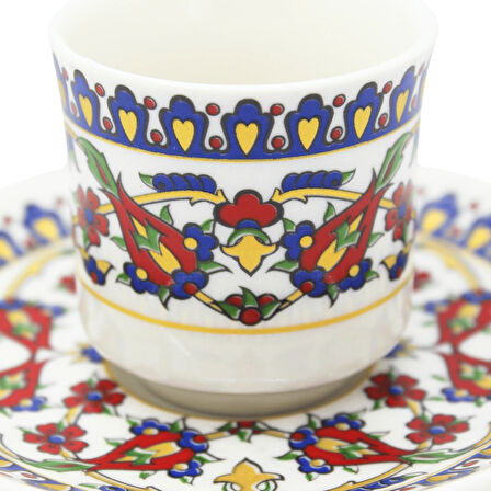 Osmanlı Çini Motifli 6 Kişilik Fincan Takımı