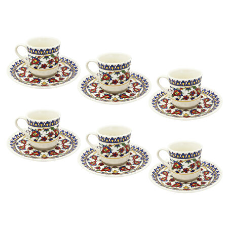 Osmanlı Çini Motifli 6 Kişilik Fincan Takımı