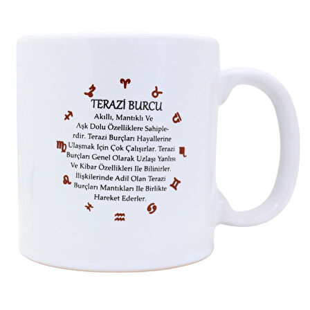 Terazi Burcu Temalı Kupa Bardak
