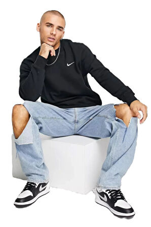 Nike Solo Swoosh Fleece Erkek Siyah Spor Sweatshrit