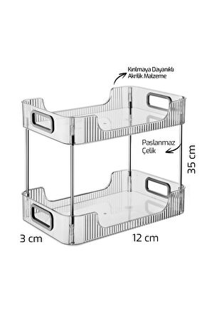 Rashica 2 Katlı Akrilik Banyo Raf Düzenleyici | Makyaj Organizeri - Silver
