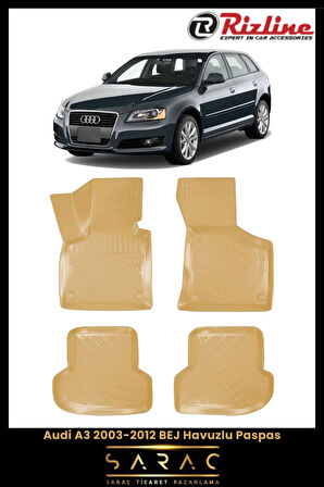Rizline Audi A3 HB/Sedan 2010 Model BEJ 3D Havuzlu Paspas