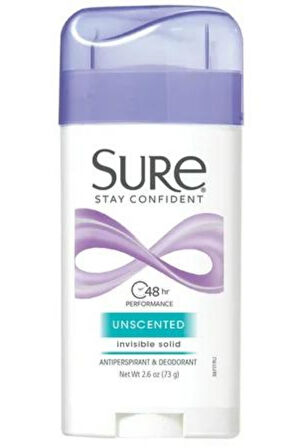 Sure Unscented Invisible Solıd  Anti-Perspirant Kokusuz (48hr) Deodorant  2.6 oz 73gr