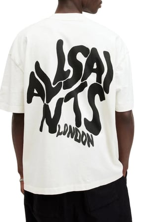 Erkek Baskılı Oversize T-shirt - Beyaz