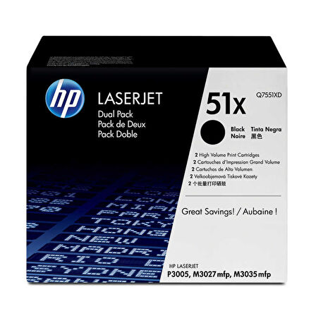 Hp 51X-Q7551XD Orijinal Toner Yüksek Kapasiteli İkili Paket