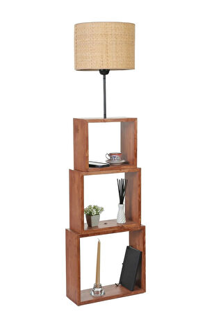 PUZZLE CEVİZ LAMBADER HASIR RATTAN ABAJURLU