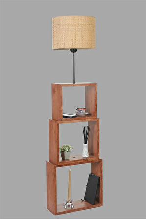 PUZZLE CEVİZ LAMBADER HASIR RATTAN ABAJURLU