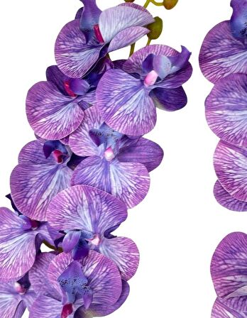 Yapay Çiçek Lila Damarlı Islak Orkide Gerçeksi Doku Uzun Dal 90 cm
