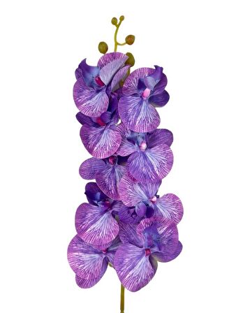 Yapay Çiçek Lila Damarlı Islak Orkide Gerçeksi Doku Uzun Dal 90 cm
