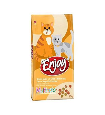 Enjoy Renkli Tavuklu Yetişkin Kedi Maması 10KG Multicolor (Yeni Üretim)