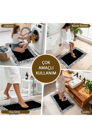 Banyo Paspası, Yumuşak Banyo Halısı, Kaymaz Dot Tabanlı, Yıkanabilir - 60x100