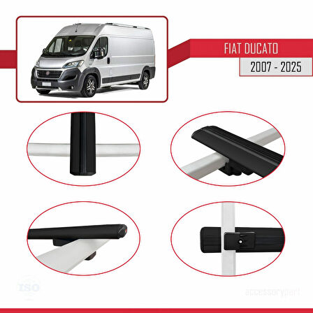 Fiat Ducato 3 2007 ve Sonrası ile Uyumlu BASIC Model Ara Atkı Tavan Barı Siyah 2 Adet