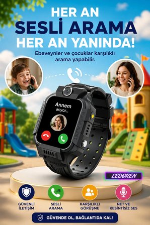 Akıllı Çocuk Saati Uyumlu Sim Kartlı Ve Lbs Konum Özellikli Kayıtlı Sesli Görüşme Canlı Takip