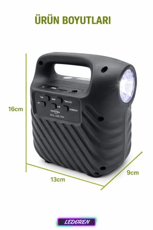 GTS-1525 RGB Işıklı 4 inç Taşınabilir Bluetooth Hoparlör FM Radyo Parti Hoparlörü Acil Durum Feneri