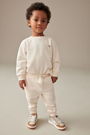 Next Baby % 100 Pamuklu Ekru Uzun Kollu Jogger Alt Üst Takım