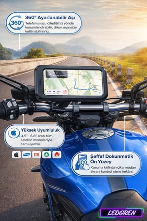 MT15 Su Geçirmez, Açısı Ayarlanabilir, Motosiklet, Scooter, Atv ve Bisiklet Telefon