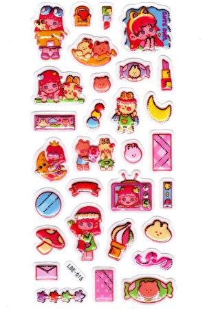 Sticker Kabartmalı Stiker Defter Planlayıcı Etiket (Lde015)-19x9cm - Tavşan ve Kız
