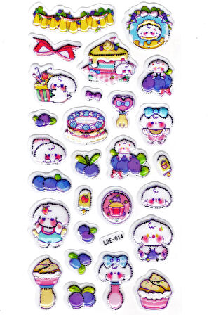Sticker Kabartmalı Stiker Defter Planlayıcı Etiket (Lde014)-19x9cm - Tavşan Yabanmersini