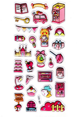 Sticker Kabartmalı Stiker Defter Planlayıcı Etiket (Lde023)-19x9cm - Nostaljik Araba Şeker