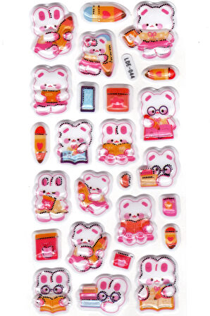 Sticker Kabartmalı Stiker Defter Planlayıcı Etiket (Lde044)-19x9cm - Çalışkan Tavşan