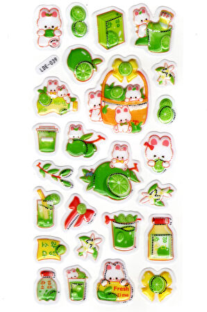 Sticker Kabartmalı Stiker Defter Planlayıcı Etiket (Lde003)-19x9cm - Tavşan ve Limon