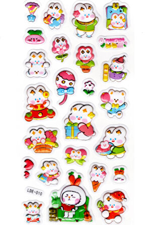 Sticker Kabartmalı Stiker Defter Planlayıcı Etiket (Lde010)-19x9cm - Tavşan Partisi