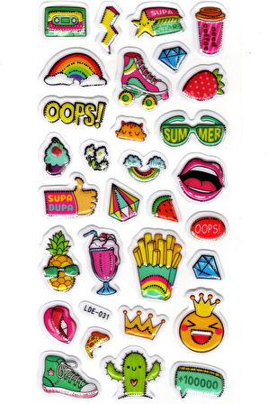 Sticker Kabartmalı Stiker Defter Planlayıcı Etiket (Lde031)-19x9cm - Yaz Summer
