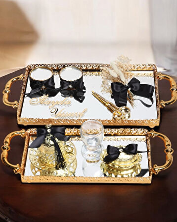 Affection Dantelli Gold Söz Nişan Tepsisi