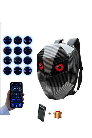 Airstorr Karbon, Led Gözlü Motorcu Sırt Çantası Ledli Sırt Çantası, Telefon Kontrol Kask Taşıma Çant